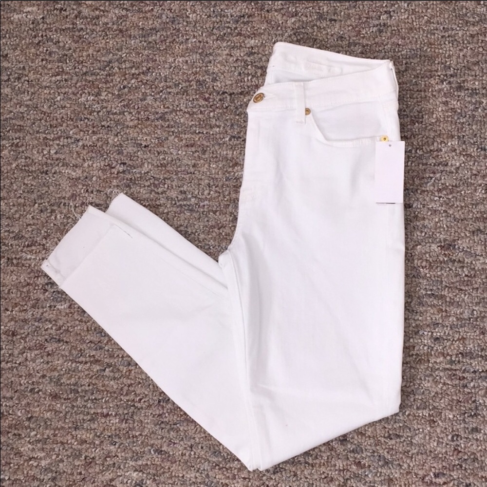 7 for all mankind jeans ankle cut white jeans